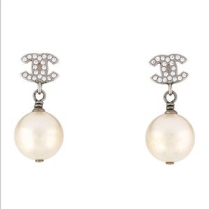 Chanel Strass & Faux Pearl Drop Earrings